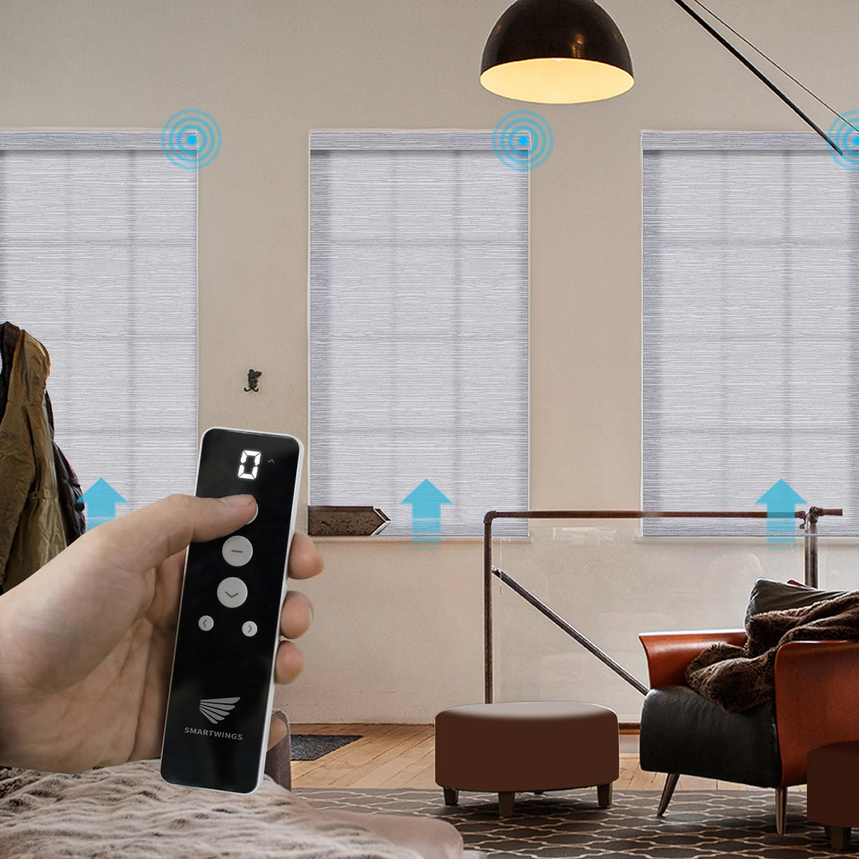 Motorized Light Filtering Roller Shades 70% Blackout Essential