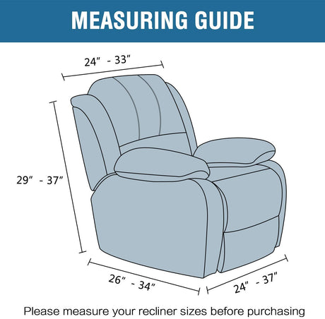 Recliner Chair Cover Velvet Plush 1-Piece Recliner Covers for Large Recliner, Soft Thick Luxury Velvet Furniture Protector with Elastic Bottom, Anti-Slip Foams Attached (Recliner, Grey)