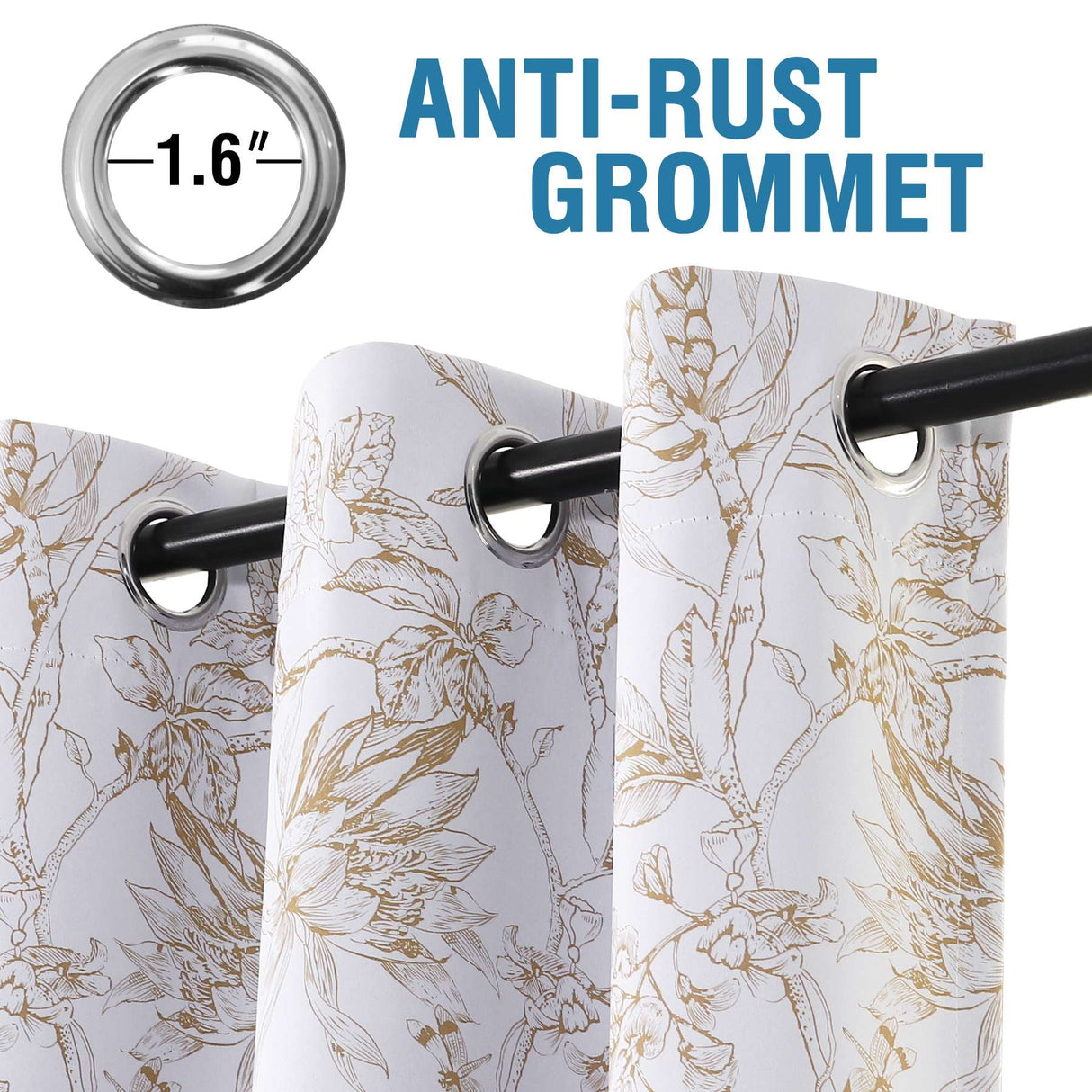 H.VERSAILTEX 100% Blackout Curtains Camellia Floral Printed Drapes Leah Floral Thermal Bedroom Curtains for Living room with Black Liner 2 Panels,52" x 108",Taupe