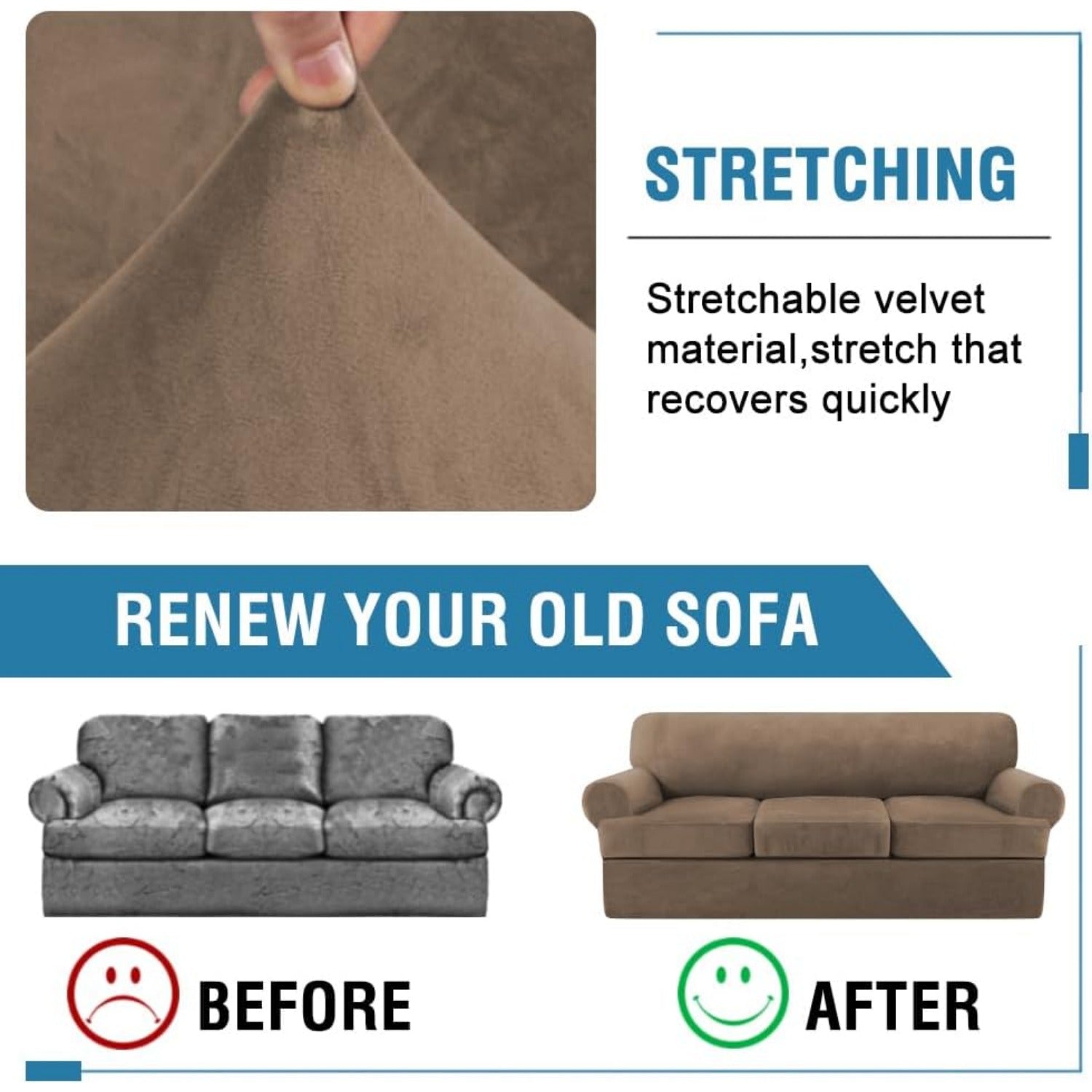 Sofa Slipcovers Thick Velvet Couch Cover Stretch T Cushion Sofa Covers Individual T Cushion Covers,