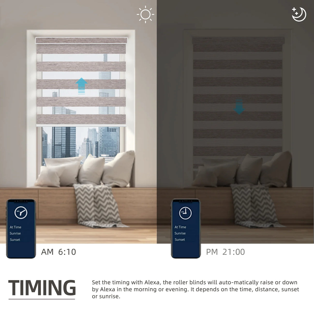 Motorized Zebra Shades Translucent 95mm