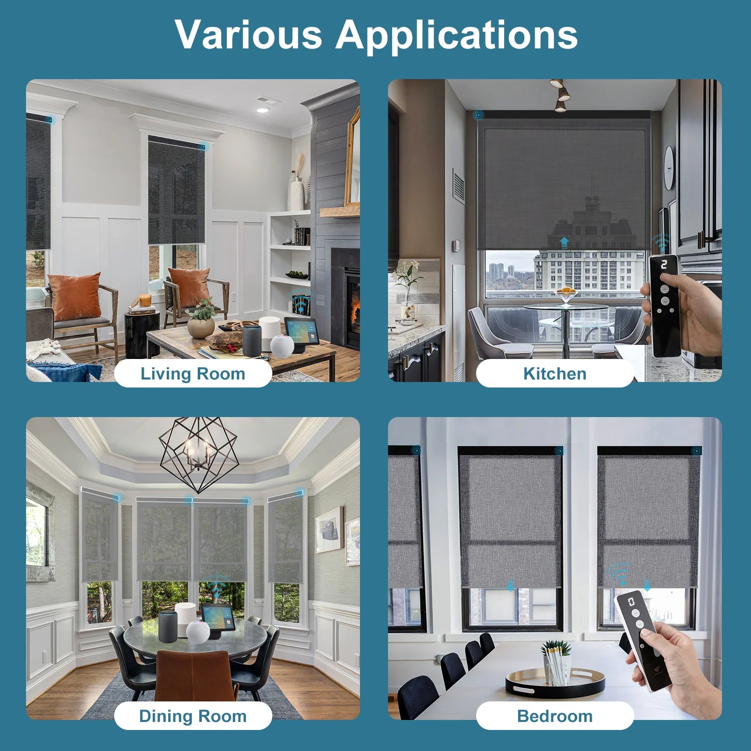 Motorized Light Filtering Roller Shades 60%/70% Blackout Twilight