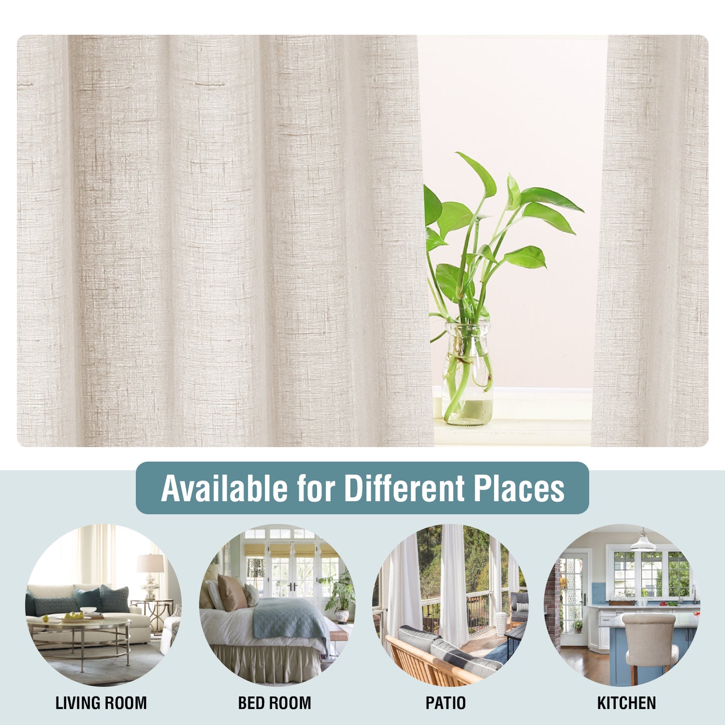 Faux Linen Light Filtering Curtains