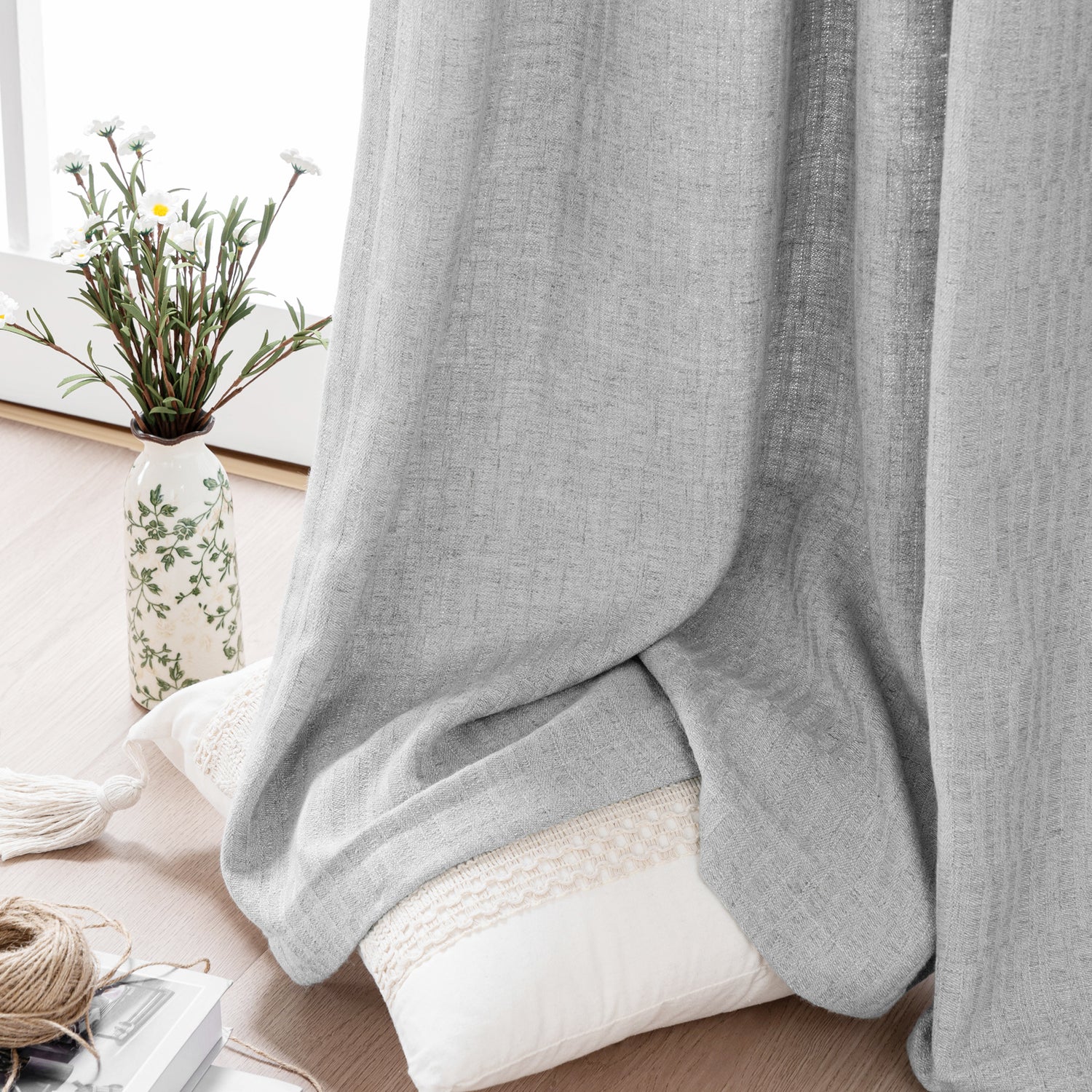 Draxis Stripe Texture Linen Blended Curtain