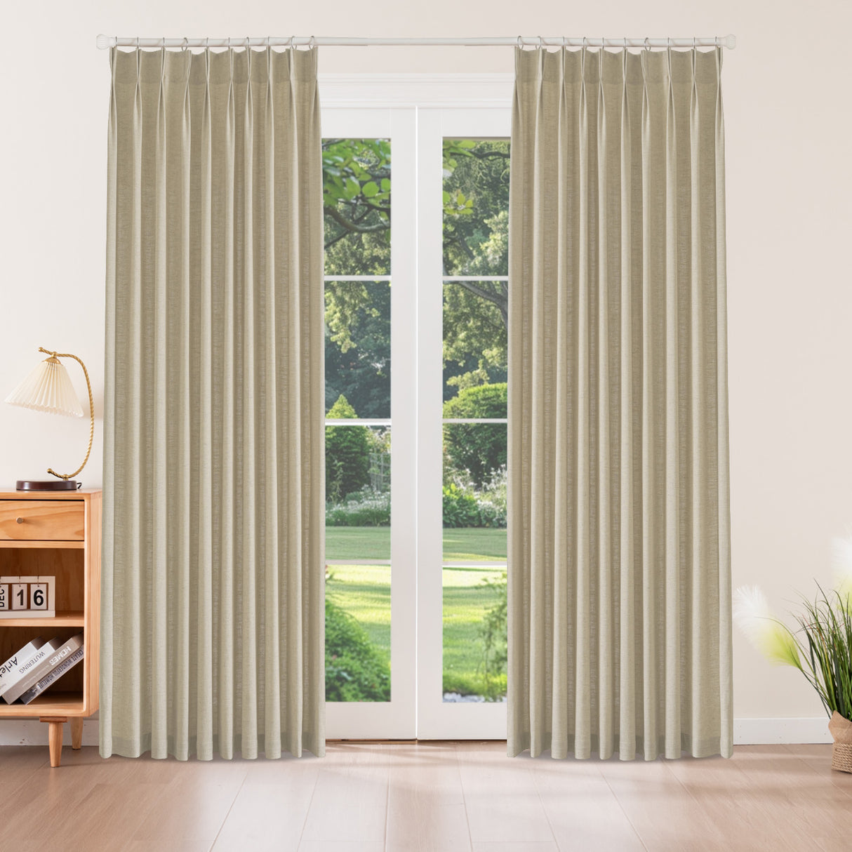 Aurevia Textured Linen Cotton Blend Curtain Pleated