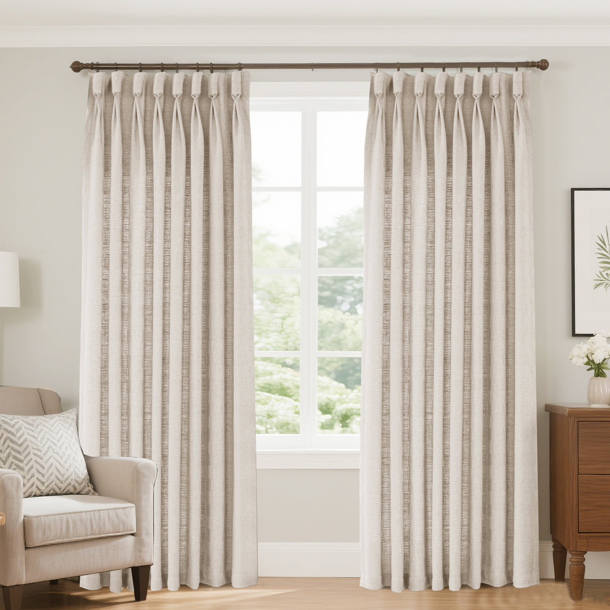 Pristine Blended Linen Curtain Pleated