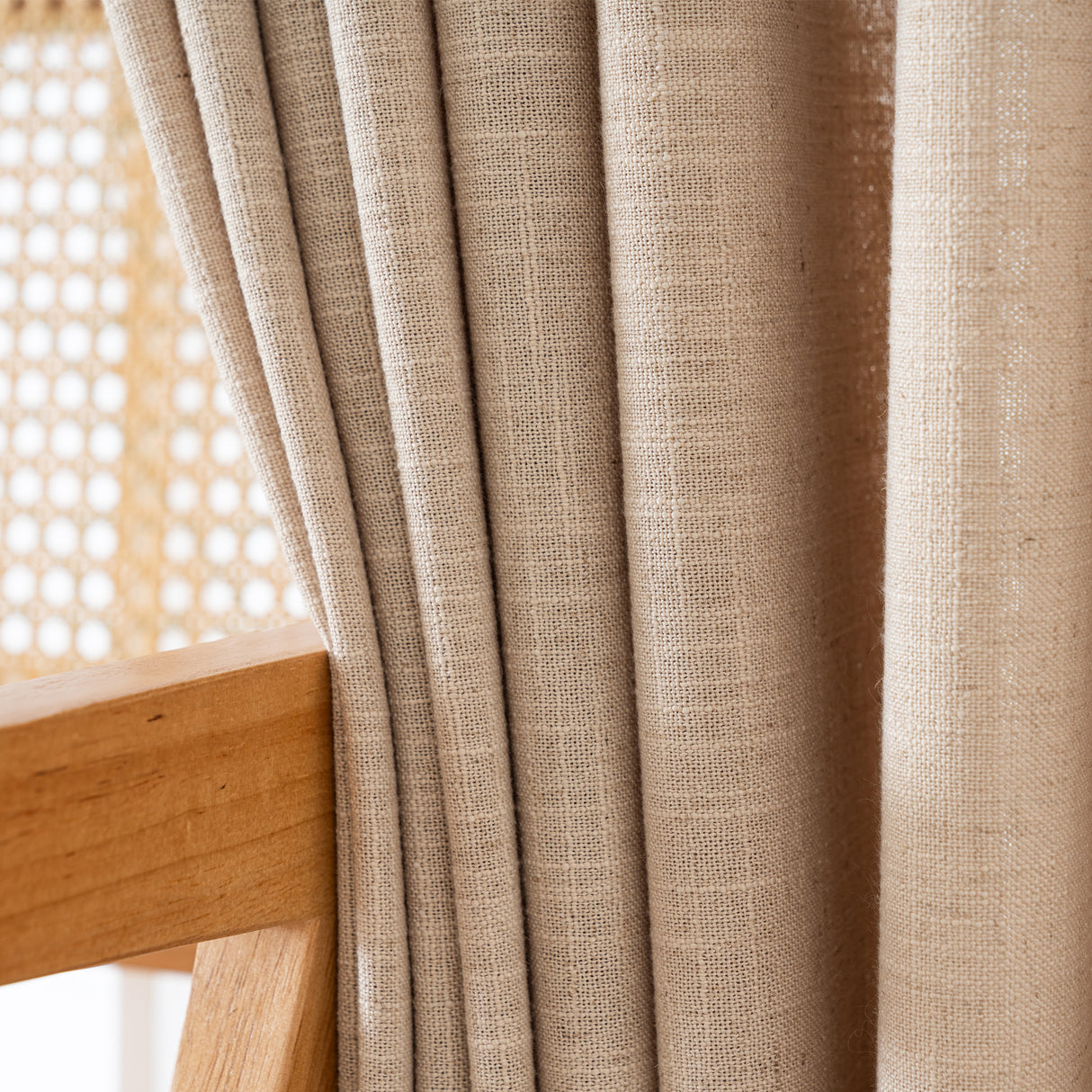 Aurevia Textured Linen Cotton Blend Curtain Pleated