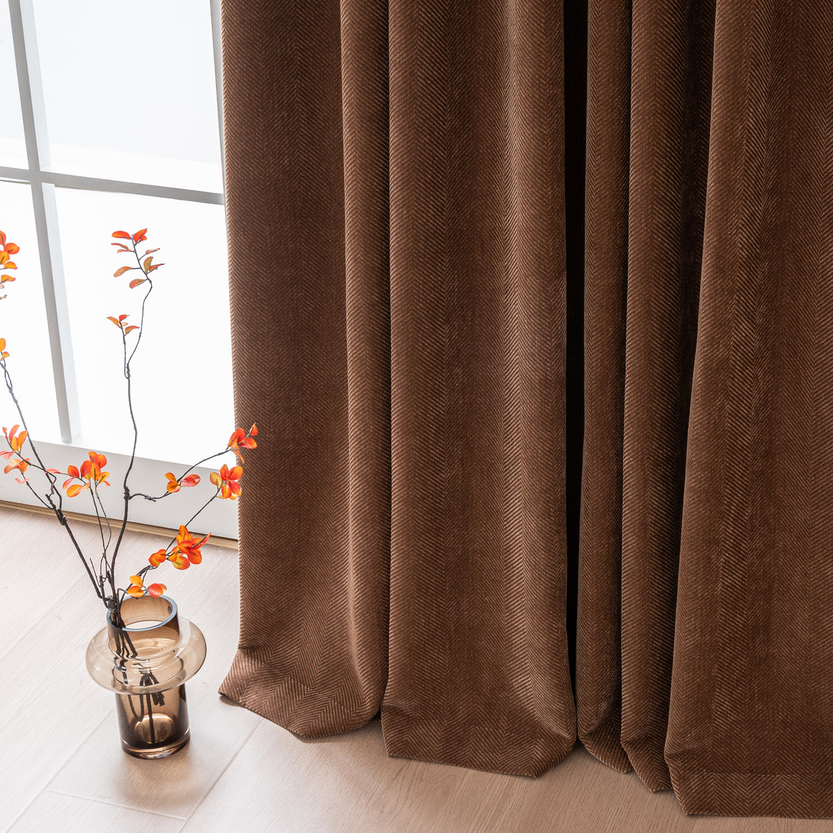 Sarella Diagonal Weave Blackout curtain Pleated