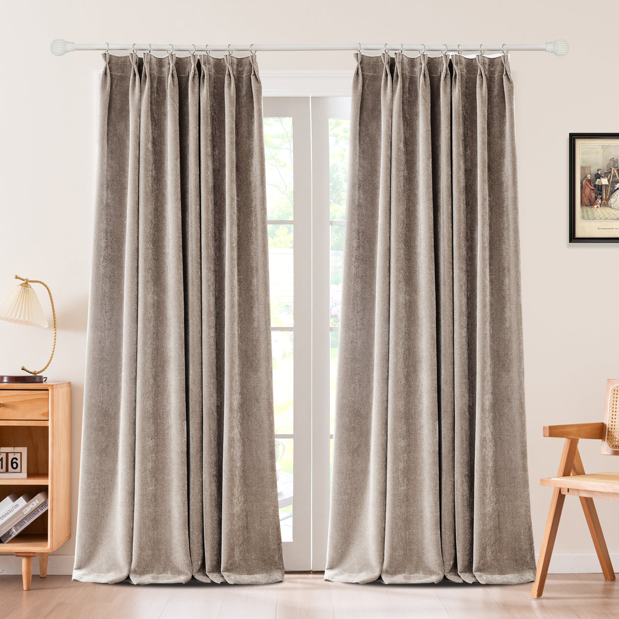 Sarella Diagonal Weave Blackout curtain Pleated