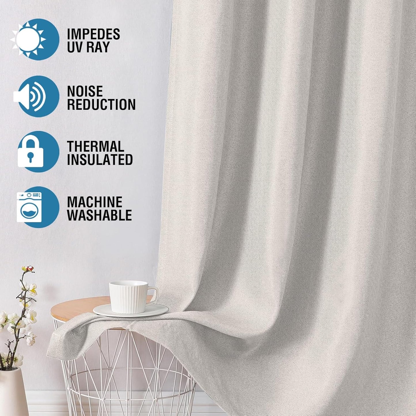 Blackout Rough Textured Faux Linen Curtains
