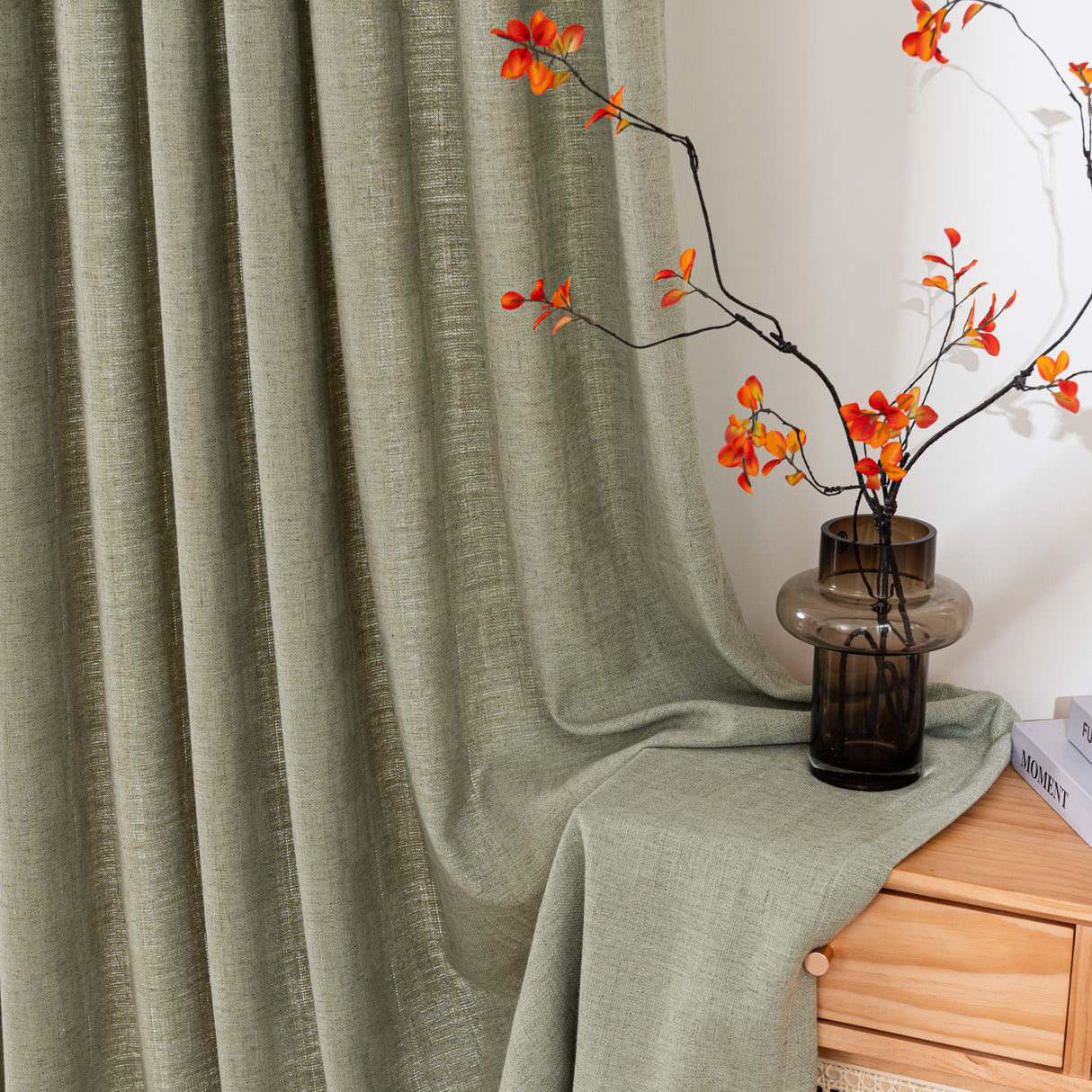 Pristine Blended Linen Curtain Pleated