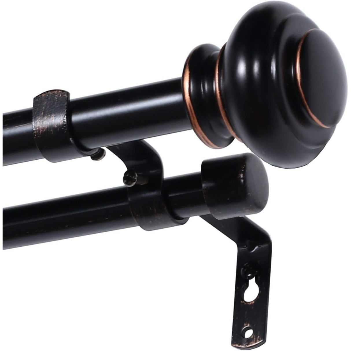Double Curtain Rods for Windows Adjustable Decorative Telescoping Double Curtain Rod