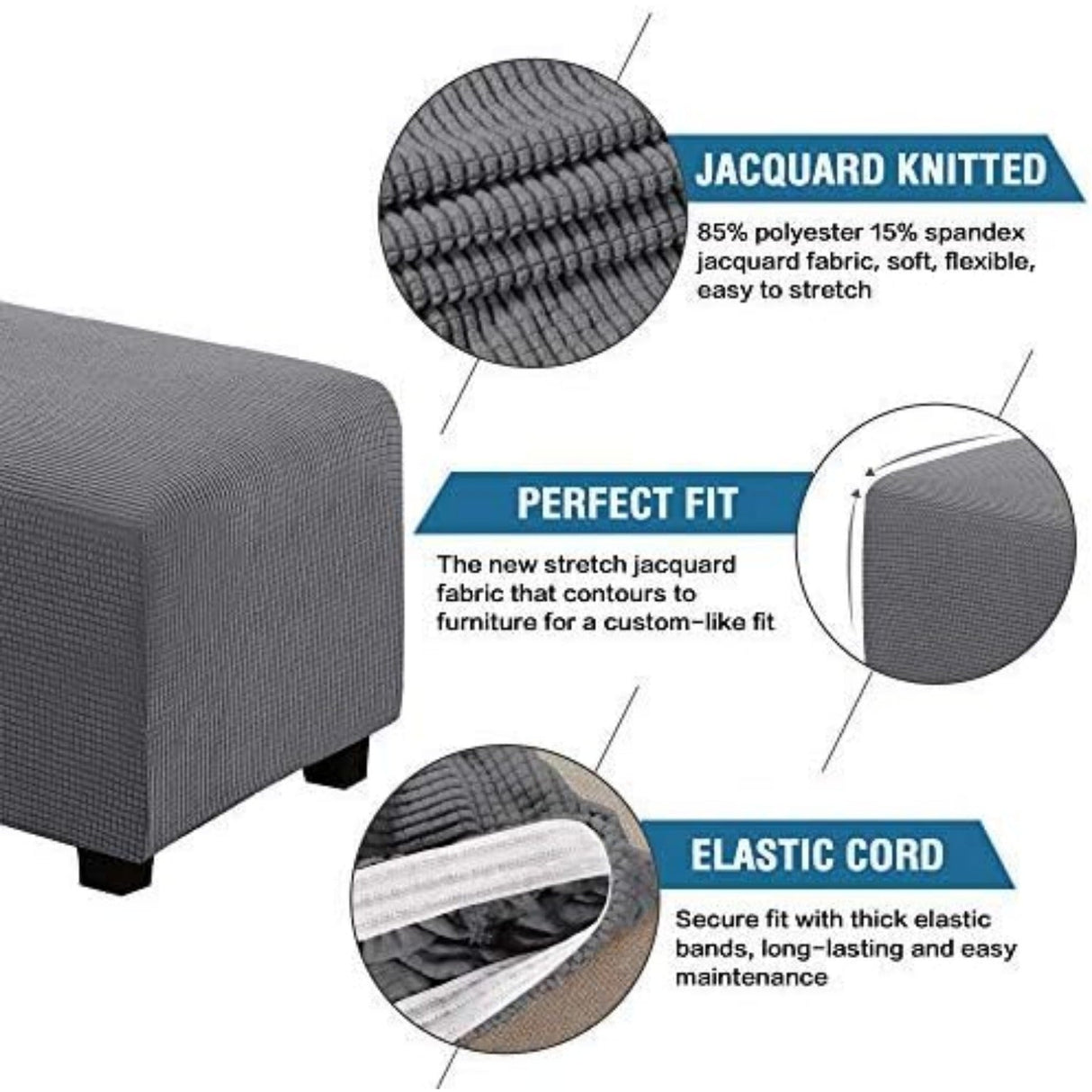 Ottoman Cover Slipcover Rectangle Fit Length Footrest Sofa Slipcovers Stool Cover