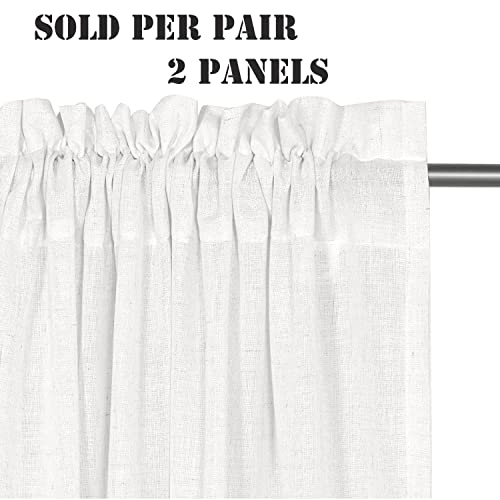 Natural Linen Blended Curtains Light Filtering Rod Pocket Sheer Curtains