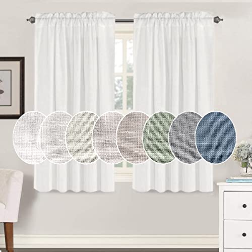Natural Linen Blended Curtains Light Filtering Rod Pocket Sheer Curtains