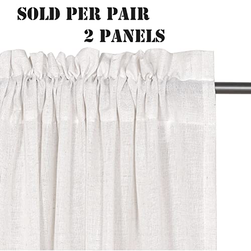 Natural Linen Blended Curtains Light Filtering Rod Pocket Sheer Curtains