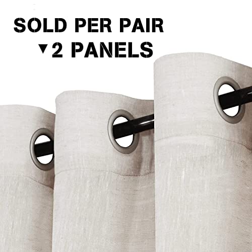 Natural Linen Blended Privacy Sheer Nickel Grommets Curtains