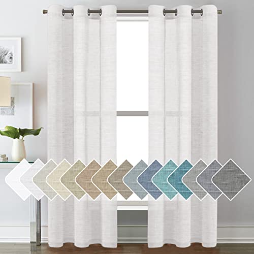 Natural Linen Blended Privacy Sheer Nickel Grommets Curtains