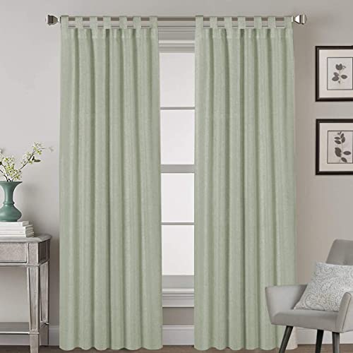 Linen Curtains Natural Linen Blended Tab Top Light Filtering Sheer Curtains