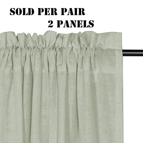 Natural Linen Blended Curtains Light Filtering Rod Pocket Sheer Curtains