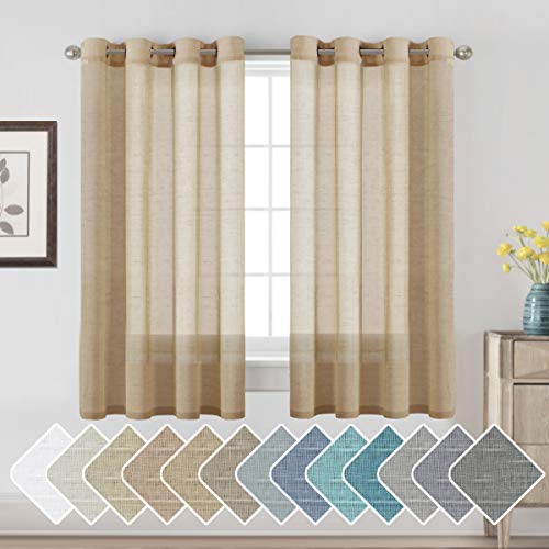Natural Linen Blended Privacy Sheer Nickel Grommets Curtains