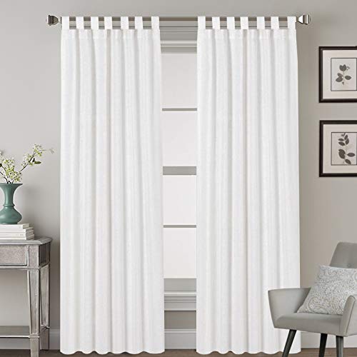 Linen Curtains Natural Linen Blended Tab Top Light Filtering Sheer Curtains