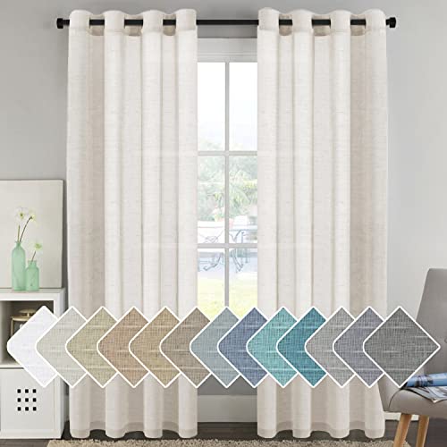 Natural Linen Blended Privacy Sheer Nickel Grommets Curtains