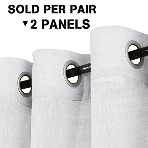 Natural Linen Blended Privacy Sheer Nickel Grommets Curtains