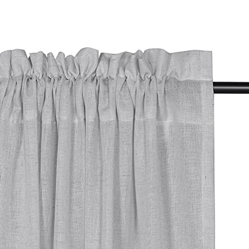 Natural Linen Blended Curtains Light Filtering Rod Pocket Sheer Curtains