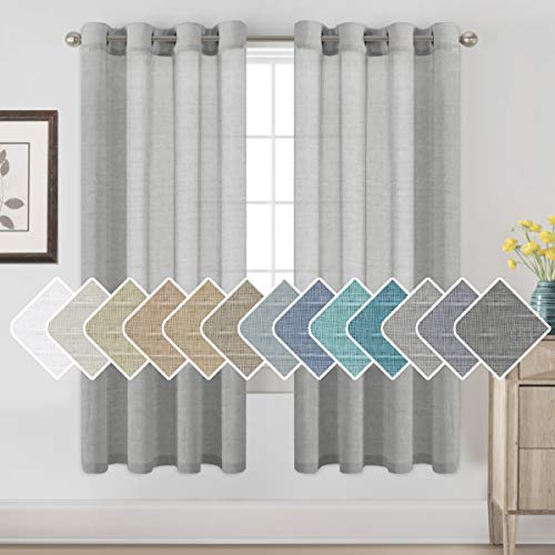 Natural Linen Blended Privacy Sheer Nickel Grommets Curtains