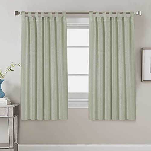 Linen Curtains Natural Linen Blended Tab Top Light Filtering Sheer Curtains