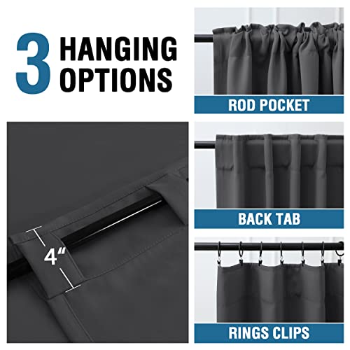 Blackout Thermal Insulated Room Darkening Back Tab/Rod Pocket Solid Color Curtains