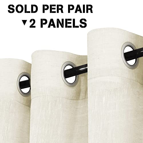 Natural Linen Blended Privacy Sheer Nickel Grommets Curtains