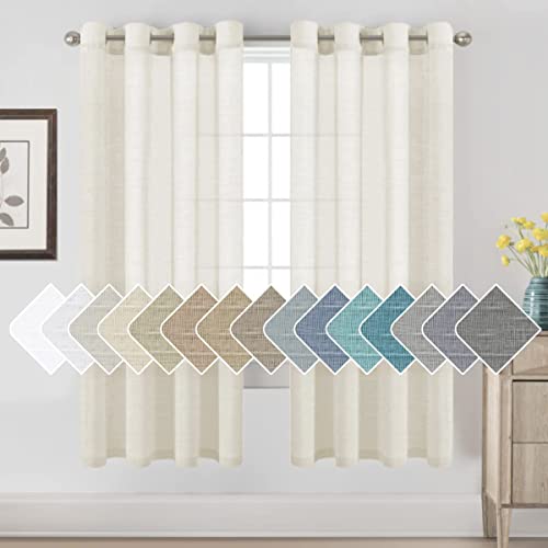 Natural Linen Blended Privacy Sheer Nickel Grommets Curtains