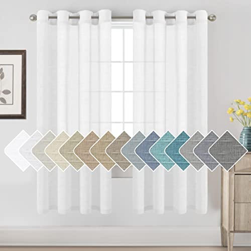Natural Linen Blended Privacy Sheer Nickel Grommets Curtains
