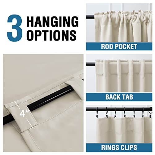 Blackout Thermal Insulated Room Darkening Back Tab/Rod Pocket Solid Color Curtains