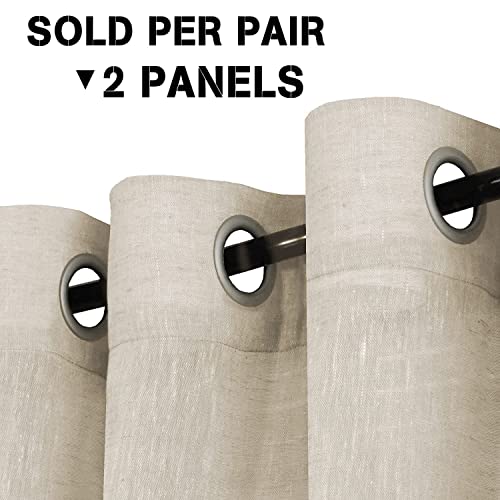 Natural Linen Blended Privacy Sheer Nickel Grommets Curtains