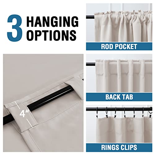 Blackout Thermal Insulated Room Darkening Back Tab/Rod Pocket Solid Color Curtains