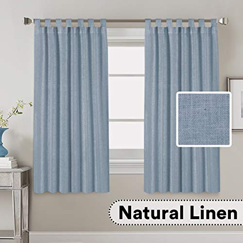 Linen Curtains Natural Linen Blended Tab Top Light Filtering Sheer Curtains