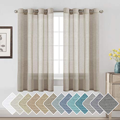 Natural Linen Blended Privacy Sheer Nickel Grommets Curtains