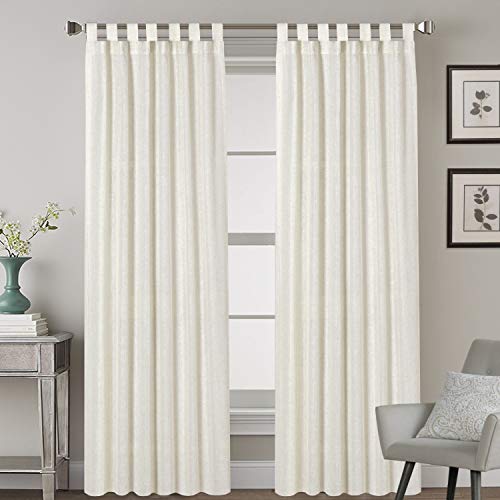 Linen Curtains Natural Linen Blended Tab Top Light Filtering Sheer Curtains