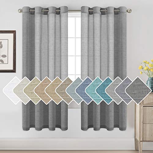 Natural Linen Blended Privacy Sheer Nickel Grommets Curtains