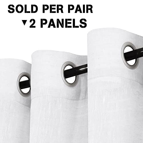 Natural Linen Blended Privacy Sheer Nickel Grommets Curtains
