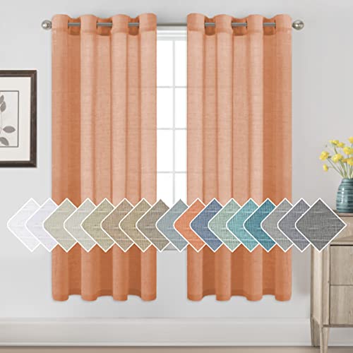 Natural Linen Blended Privacy Sheer Nickel Grommets Curtains