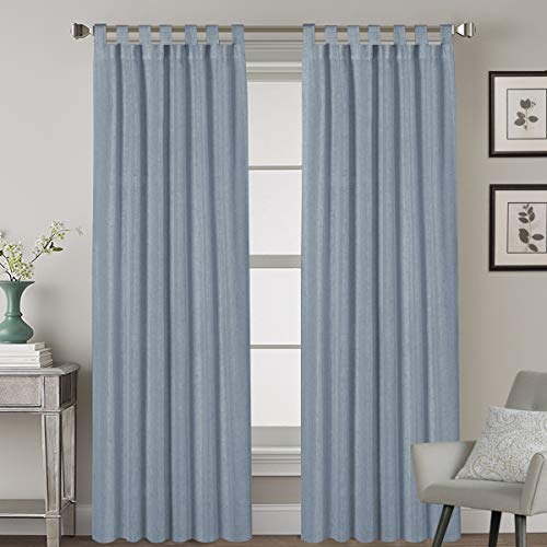 Linen Curtains Natural Linen Blended Tab Top Light Filtering Sheer Curtains