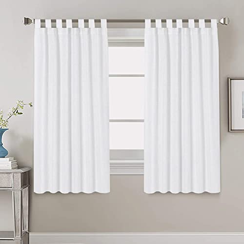 Linen Curtains Natural Linen Blended Tab Top Light Filtering Sheer Curtains