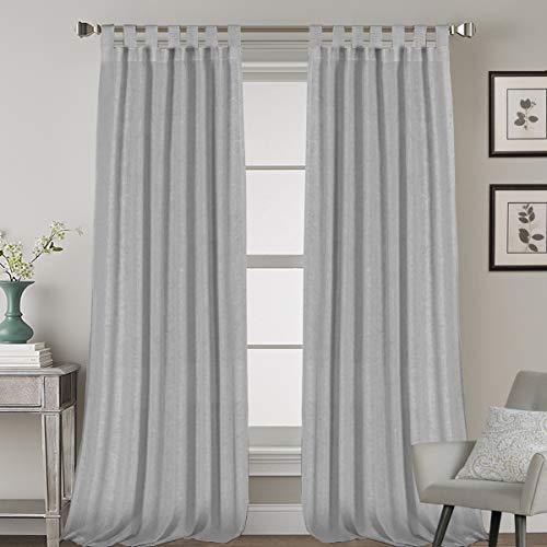Linen Curtains Natural Linen Blended Tab Top Light Filtering Sheer Curtains