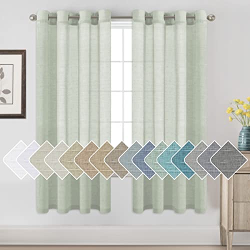 Natural Linen Blended Privacy Sheer Nickel Grommets Curtains