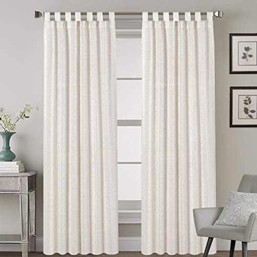 Linen Curtains Natural Linen Blended Tab Top Light Filtering Sheer Curtains