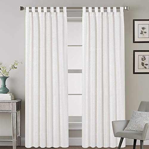 Linen Curtains Natural Linen Blended Tab Top Light Filtering Sheer Curtains